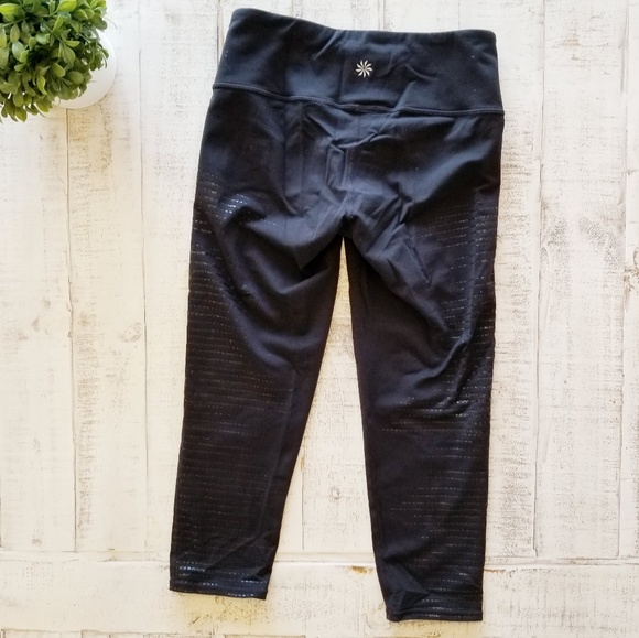 Athleta Black Crop Leggings Stripe Side - Picture 2 of 8